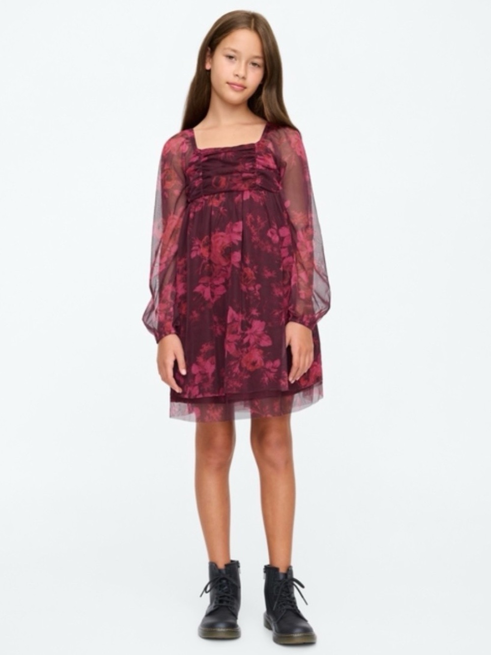 GAP Floral Burgundy and Pink Kids Dress